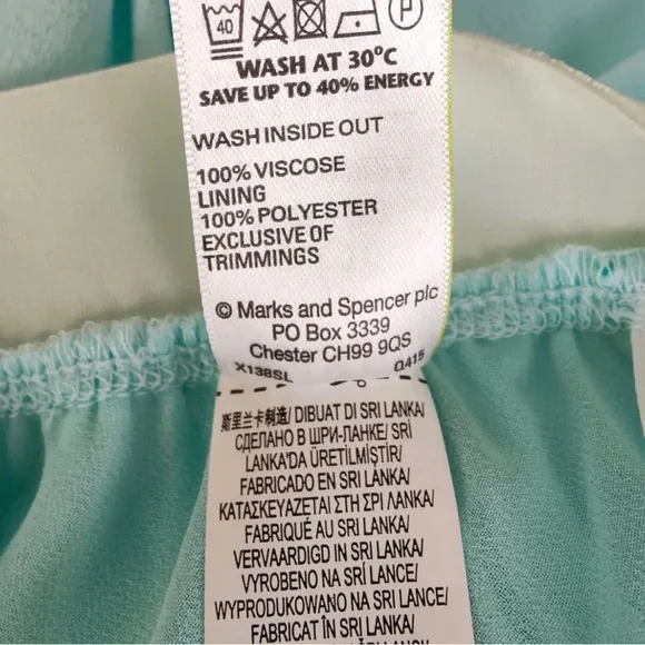 M&S Aqua Blue A-line Midi Skirt Elastic Waist UK Size 10 New - Picture 5 of 7